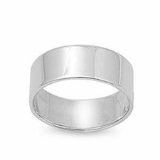 Alianza de boda plana hecha a mano de plata de ley 925 maciza de 8 mm, anillo para el pulgar K - Z+3