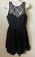Vestido para mujer Forever 21 negro superpuesto de encaje Sweetheart espalda en V sin mangas talla S”