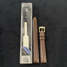 Correa de reloj de cuero marrón Speidel 12 mm NOS hebilla tono dorado resistente al agua
