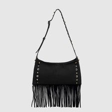 Bolso Bandolera Bohemio Estilo Punk con Tachuelas Flecos Bolso de Hombro para Mujer