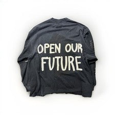 Camiseta Fear of God Logo For All People Grande Negra Lavada L/S Nueva con Bolso