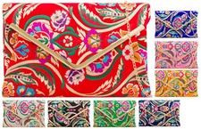 Para mujeres Damas Bolso de Bolso Satén 3D Floral Bordado Sobre Bordado Metal Borde Noche