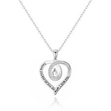 Collar plateado Mum I Love You Quote creado con cristales Zircondia®