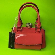 LA TERRE Mujer, Adolescente Bandolera Cartera Coral con Dorado Pequeño NUEVO