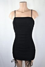 Sexy Mini Vestido Para Mujer Moda Boutique Negro Acanalado Cami Correas Club/Fiesta