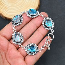 Pulsera de joyería de plata esterlina 925 hecha a mano con piedras preciosas ...