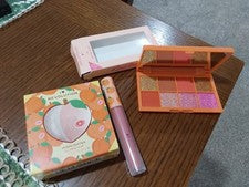 LOTE/3 sombras de ojos Revolution SABROSA PALETA FRUTA MELOCOTÓN/ILUMINADOR/BRILLO LABIAL NUEVO EN CAJA