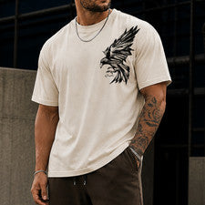 Camiseta para hombre Eagle Cool gráfica calce suelto ropa de calle verano informal camiseta de algodón