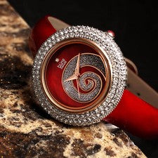 Reloj para mujer Burgi BUR209RD Swarovski cristal diamante cuero rojo brillante
