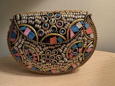 Bandolera sin asas Ramla Rio multicolor dorado mosaico hecha a mano en Marruecos nueva
