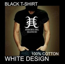 CAMISETA HEROES DEL SILENCIO LOGO 100% ALGODÓN DISEÑO NEGRO BLANCO