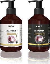 Champú de cebolla roja y aceite de semilla negra 500 ml + acondicionador para el crecimiento del cabello 500 ml x2