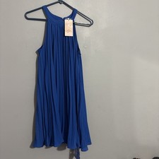 Vestido recto azul sin mangas hasta la rodilla talla pequeña mujer moda primavera informal