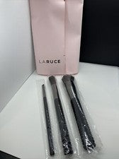 Juego de 3 pinceles LARUCE - negro tachonado - delineador de ojos iluminador Kabuki nuevo