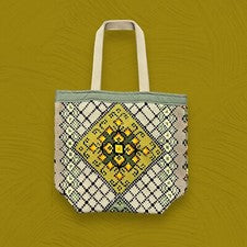 Bolso de Tapiz Geométrico Hecho a Mano Pequeño Bolso de Comestibles Reutilizable Reciclado 9x5x13