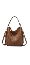 Realer Mujer’s Hobo Bolso Imitación Cuero Cubo Cartera Bolso Grande Marrón