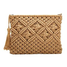 Bolso de algodón tejido a mano para mujer Bolso tejido de paja Monedero Bolso para teléfono móvil 7435