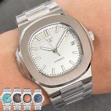 Reloj Hombre 40mm Tandorio Automático NH35 Cuadrado Estuche Cepillado 10ATM Estilo Elegante