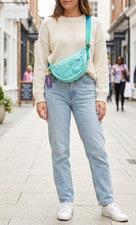 Claire's Bandolera Bolso Bandolera de Hombro Estilo Correa Ajustable Verde Menta Nuevo