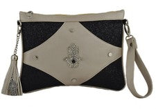 Bolso sin asas de cuero sintético marroquí Hamsa bolso de cosméticos muñeca-let-beige