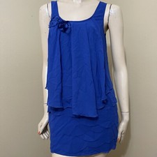 Vestido Solero Mujer Azul Poliéster Informal Fiesta Verano Capas Flor Talla S
