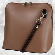 Toscanto Damen Umhängetasche Schultertasche Leder Tasche taupe braun OTT109UC