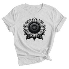 Camiseta Girasol Floral Naturaleza Mujer Grabado Estilo Botánico