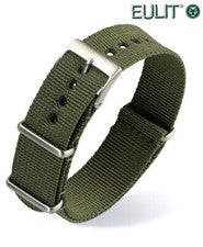 Eulit Nato-Nylon Durchzugs-Uhrenarmband Modell Explorer grün 20 mm