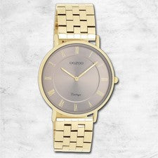 Oozoo Unisex Reloj de Pulsera de Mujer Oozoo Vintage Análogo Acero Oro UOC20370