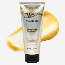 Gel exfoliante facial 3W CLINIC colágeno oro lujo 180 ml oro 24K