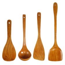 1 juego de 4 utensilios de cocina para cocina de madera para la familia