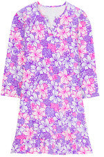 Vestido para mujer - Vestido estampado rosa púrpura - Algodón - Vestido midi - Mediano