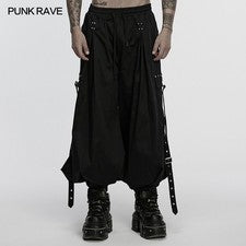 Punk Rave Hombres Negro Gótico Cyberpunk Puños Pantalones Sueltos Informales Pantalones