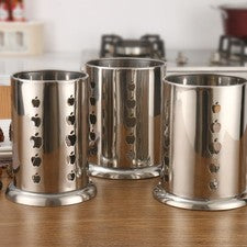 Soporte para utensilios de acero inoxidable con drenaje para palillos y herramientas de cocina