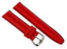 Correa de reloj Jacques Lemans 20 mm cuero deportivo + textil rojo hebilla acero