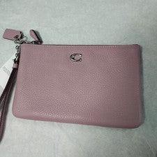 Muñequera Coach de cuero púrpura desteñido con guijarros CH818 nueva