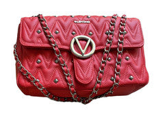 Bolso de hombro de cuero acolchado con cadena Rockstud rojo Valentino Garavani Italia
