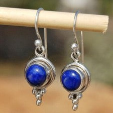 Pendientes de regalo hechos a mano de plata de ley 925 con piedras preciosas de lapislázuli para mujer