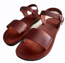 Sandalias griegas de cuero genuino italiano para mujer marrón talla 6-10 de EE. UU.