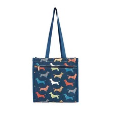Bolso de Mano Dachshund Shopper Salchicha Perro Reutilizable Lona Azul Bolso de Mano Mujer Regalo