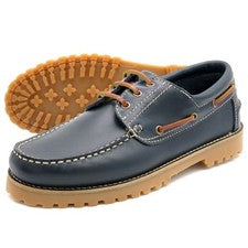 Zapatos de vela para hombre zapatos de barco de cuero cosidos suela Commando mocasines azul marrón