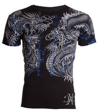 Camiseta Xtreme Couture By Affliction Para Hombre Doble UP Motociclista Negra Tatuaje S-5XL