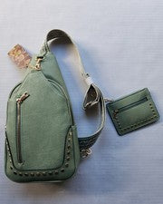 Bolso Bandolera Sam & Hadley Western Verde Oliva Claro con Acento Tachonado