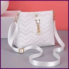 Bandolera acolchada para mujer con colgante de perlas de gato - Elegante cartera de hombro