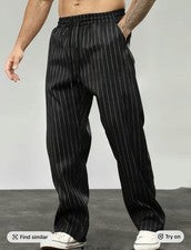 Pantalones sueltos de pierna recta informales de moda para hombre