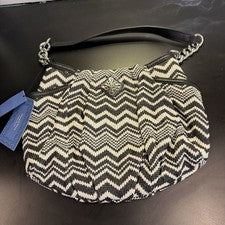 SIMPLY VERA WANG Nuevo $69 ALICIA Hobo Mujer Bolso Monedero Chevron Negro Beige