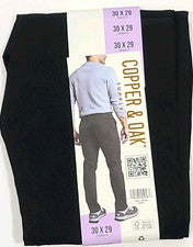 Pantalones utilitarios/tecnología de todo el día negros 30 X 29 Copper & Oak nuevos con etiquetas para hombre