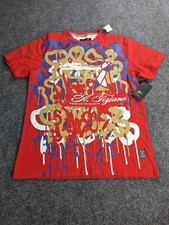 Camiseta A. TIZIANO Para Hombre L Roja Jared Llama Cuello Redondo Estampado Graffic Nueva Con Etiquetas