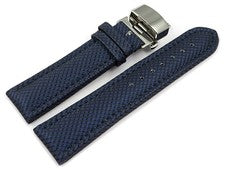 Uhrenarmband Butterfly-Schließe HighTech Textiloptik blau 18mm 20mm 22mm 24mm