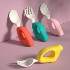 Juego de tenedores y cucharas para bebés tenedores seguros para niños juego de cubiertos de alimentación para bebés fáci
